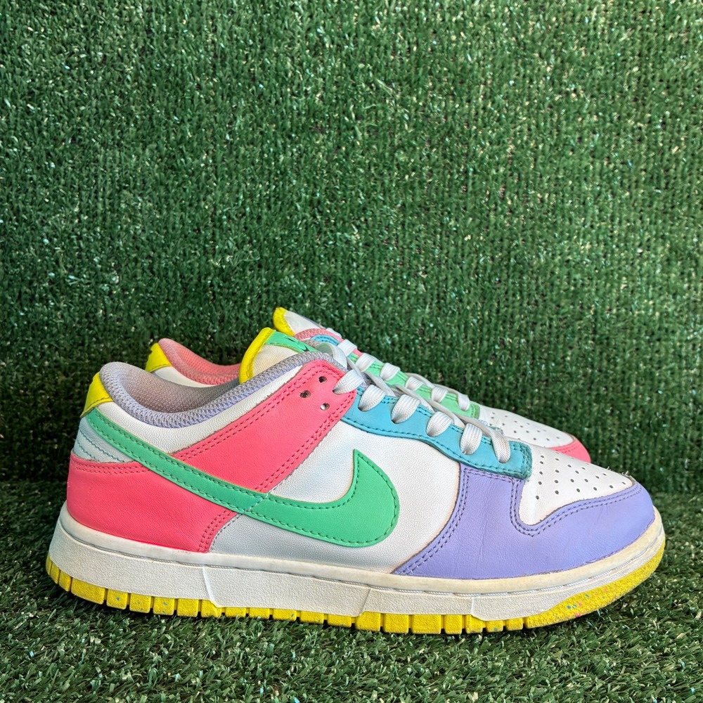 Nike Dunk Low Easter Candy Pastel Multi Color Leather Sneakers White Womens Sz 8